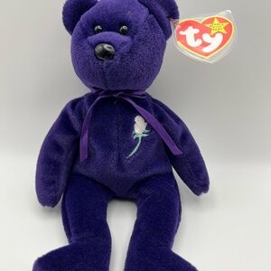 Ty Beanie Baby, PRINCESS, Dark Purple Bear Plush
